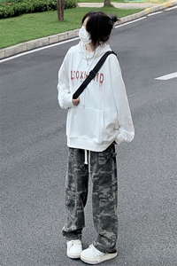 高街迷彩松紧腰抽绳工装裤男宽松休闲直筒阔腿裤 K909-P60图片