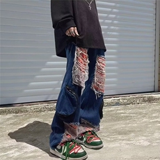 1506-1/K52291/P54黑色微喇牛仔裤男季青少年男生宽松百搭时尚潮，男装牛仔裤，星座1506-1