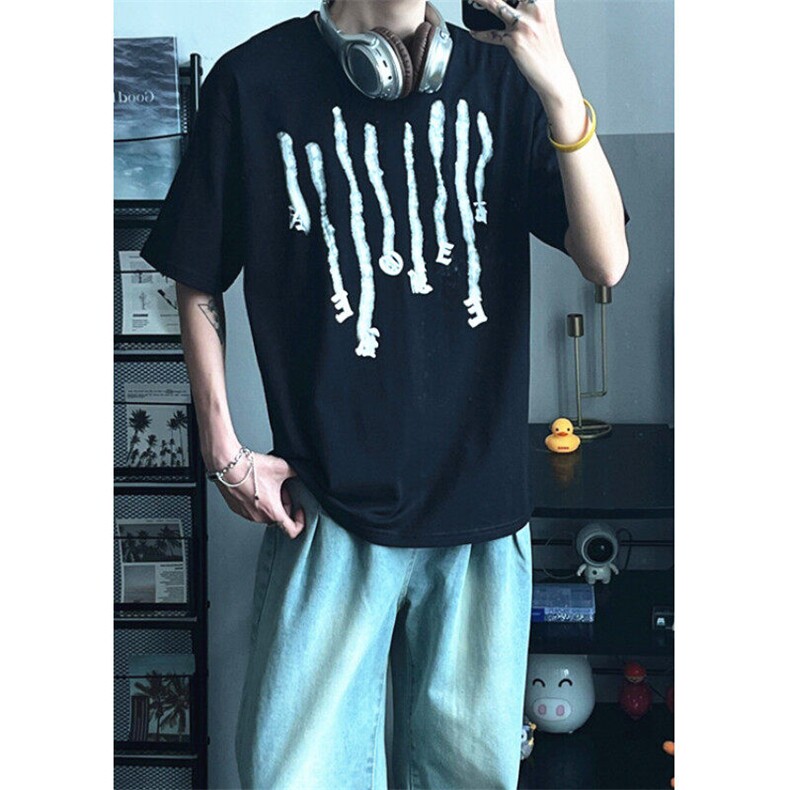 新款美式高街嘻哈印花短袖T恤男宽松重磅休闲上衣男装TCM103,男装T恤,星座1116A（原606A-3）