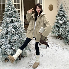 新款！羊羔毛连帽工装外套2C212-G185-P205-K308，女装棉衣/棉服，2C212