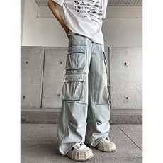 现货高街牛仔裤男女潮流多口袋2025秋ins长裤RK3083-P56，男装牛仔裤，星座412-3