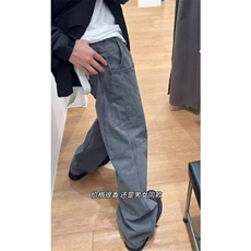 复古美拉德水洗多口袋拼接工装裤男直筒宽松阔腿休闲长裤KD807，男装工装外套，星座1116A（原606A-3）