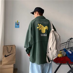 714-2-S607-P85男女新款平铺毛边新款港风日系外套情侣g图片