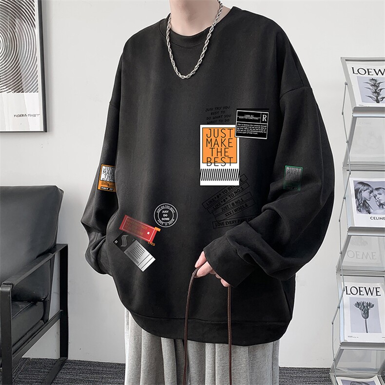 麂皮绒卫衣男大码重磅长袖t恤男JW81121-P35,男装卫衣,电商A040