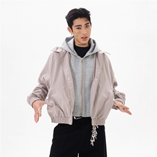 美式假两件连帽夹克男2025新款潮牌宽松设计感工装外套HH204P96，男装夹克，星座1013-5