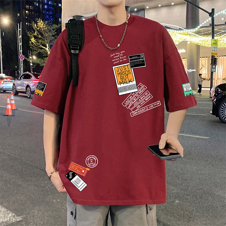 T822宽松短袖T恤男夏季2025新款半袖港风chic潮牌男生体恤衫图片
