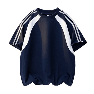 美式运动球服短袖男夏季潮牌重磅纯棉宽松休闲凉感t恤HH5713-P25图片