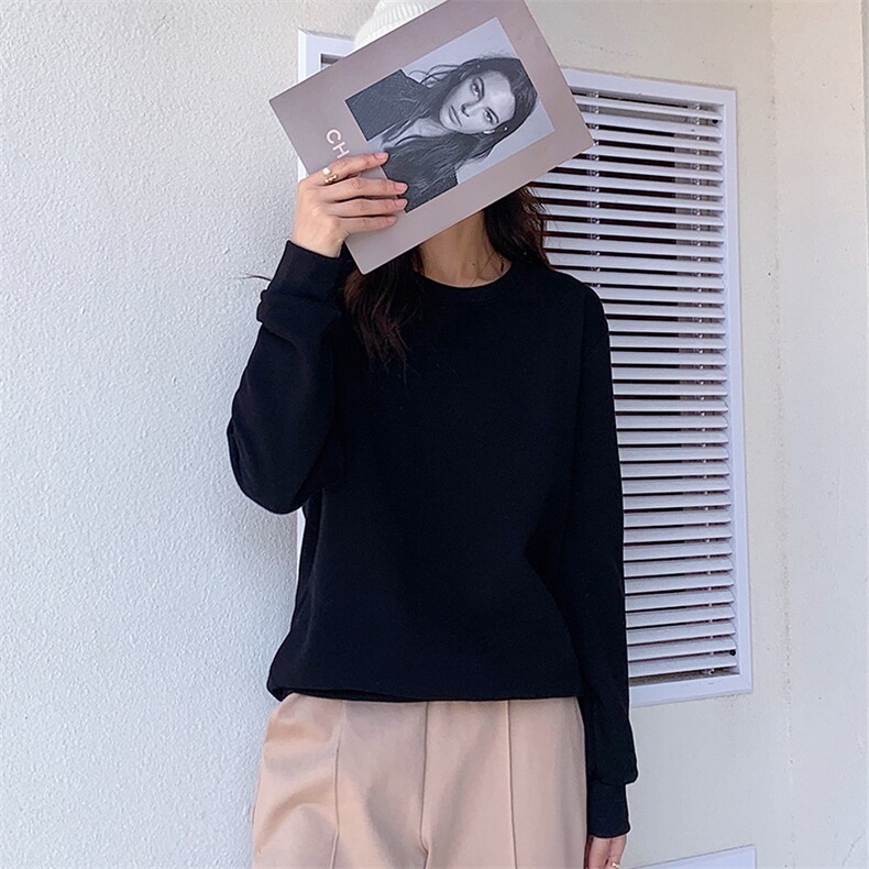 加绒圆领宽松舒适水洗不掉色保暖卫衣2024年秋季男女通用,女装卫衣/绒衫,佳绒高端店