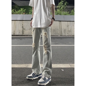夏季美式高街ins小众破洞牛仔裤货号K755P6578
