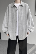 8XL-M人字纹小香风衬衫男生春秋衬衣宽松慵懒垂感外套CS29008P45，男装衬衫，电商B312
