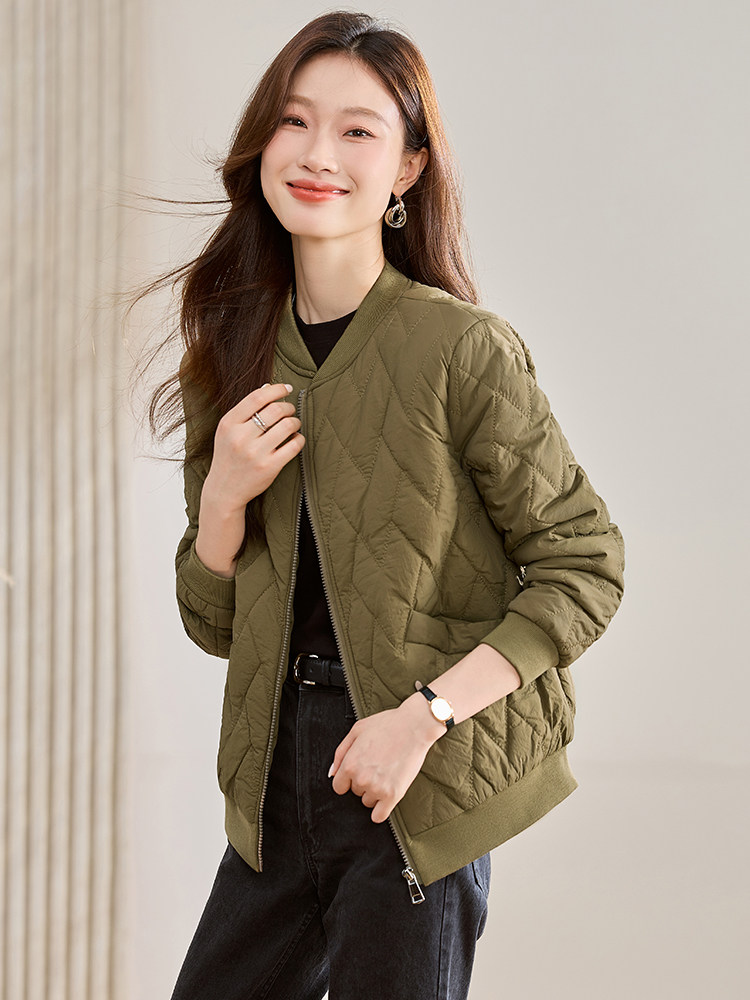 菱格夹棉棒球服外套女2024秋冬新款小个子休闲百搭时尚短款小棉衣,女装棉衣/棉服,文熹诺