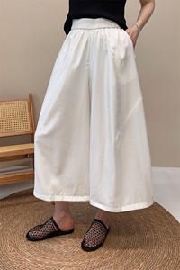 阔腿裤女夏薄款2025新款女装韩版时尚松紧高腰显瘦休闲直筒裤子女图片