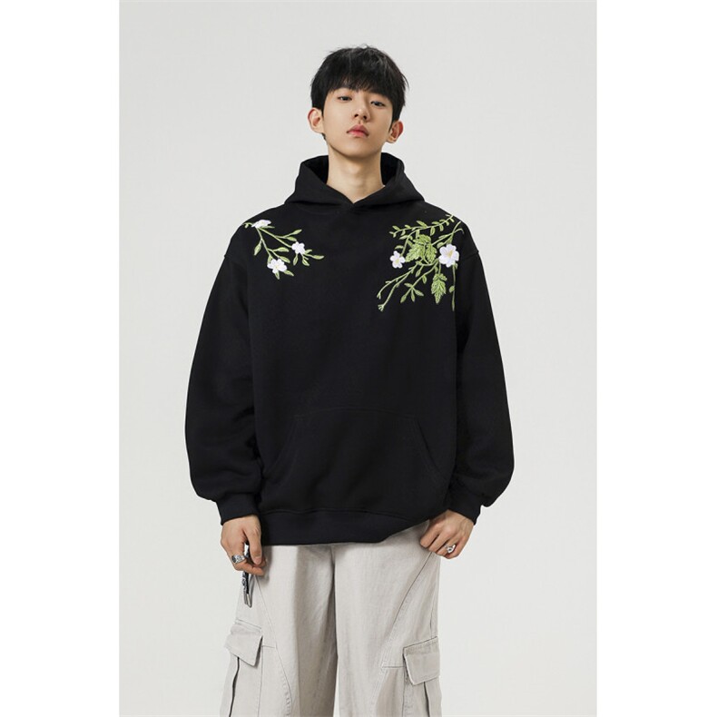 万针刺绣结构设计重磅秋冬全棉高品质美式高街连帽卫衣外套Y7693，女装短外套，电商A486-1