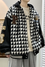 22冬千鸟格新款羊羔毛宽松大码棉服外套B266-Y616-P125，男装棉衣，星座B257-1