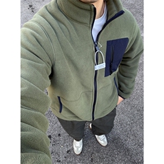 高品秋冬户外立领摇粒绒夹克保暖运动加绒加厚外套男女A1077-P70，男装夹克，星座1505