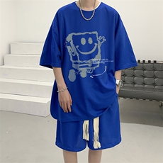 华夫格套装运动短袖t恤套装休闲两件套一套HZ84245-P44，男装T恤，电商A040