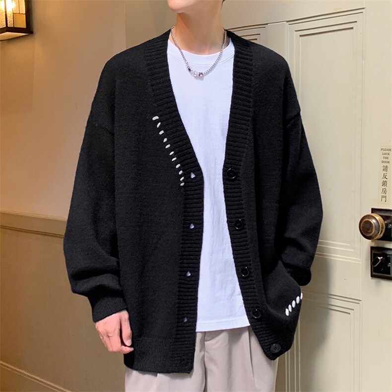 311B-1-CM-3970-P55控89港风穿线扣子开衫提花大码针织毛衣,男装针织衫/毛衣,星座311B-1