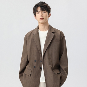 得物二开 复古高级感西服外套男秋季潮流小众休闲衬衫JK1248-P70图片