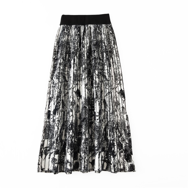 2025年秋季宽松中长款山羊绒精仿四平加厚水墨裙，女装半身裙，晨收贸易商行