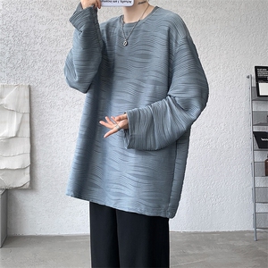 8XL-M 肌理感长袖T恤男宽松重磅上衣痞帅高级感内搭打底衫P45控68图片
