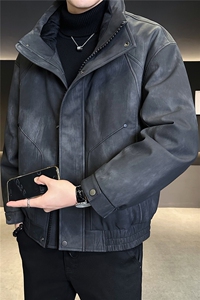 新标90绒 皮衣羽绒服男冬季2025新款毛领皮夹克 A313-2635-P285图片