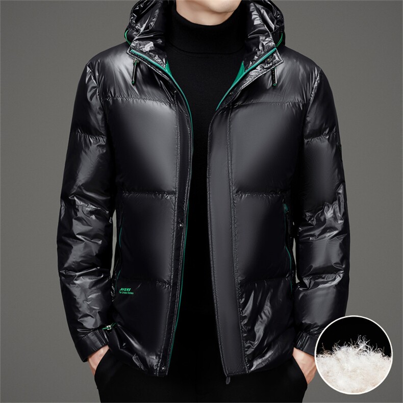 新标90绒防水黑金羽绒服外套男士秋冬时尚休闲拆卸帽羽绒服大衣图片