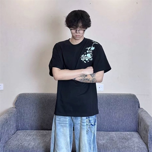 万针全刺绣解构设计260克重磅双纱纯棉高品质美式高街短袖T恤特35图片