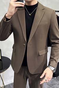 2023款男士轻熟简约商务时尚休闲厚款西服两件套3362-P235-控388图片