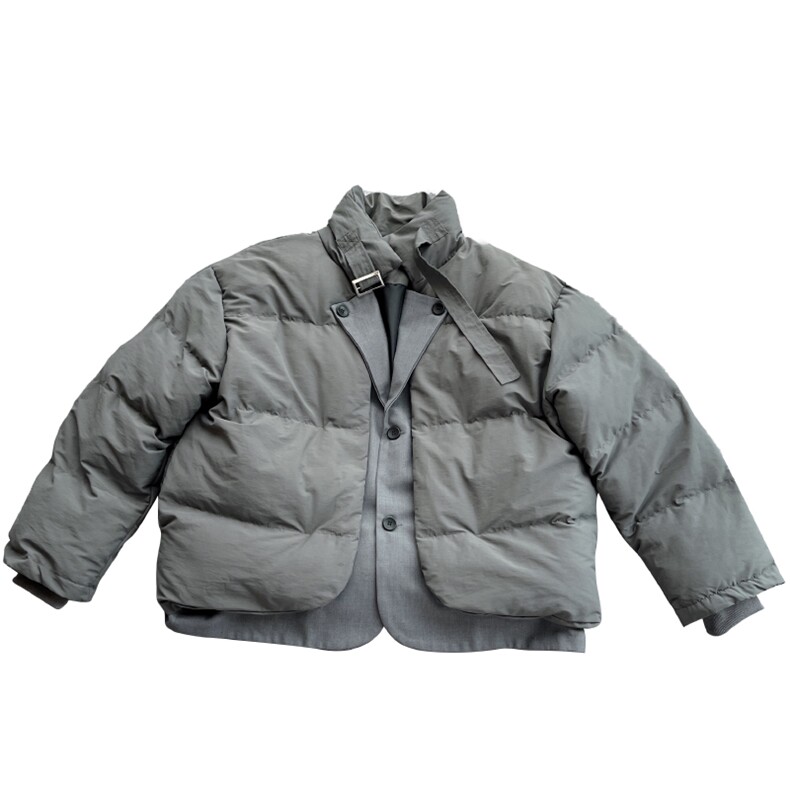 冬季新款设计款假两件小众休闲宽松棉衣男加厚棉服M103-P155控185,男装棉衣,电商B267