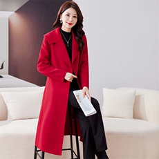 双面羊毛大衣女2025年秋冬新款气质百搭中长款显瘦羊毛外套，女装双面呢大衣，小荷流
