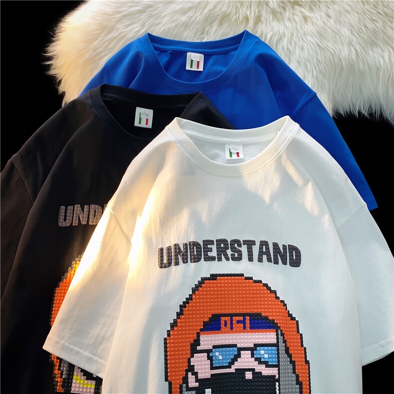 T恤2026夏季新款潮流圆领男港风时尚印花短袖B299-X5299-P30控49，男装T恤，电商A061-1