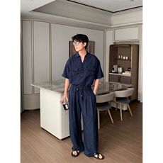 【量大价优】天丝亚麻套装ootd穿搭TZ08001上衣P55裤子P55，男装休闲套装，星座1004（原星座815-3）