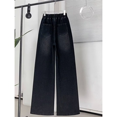 1506-1/K2501/P43.5春秋季简约风加绒松紧腰休闲直筒牛仔裤男女，男装牛仔裤，星座1506-1