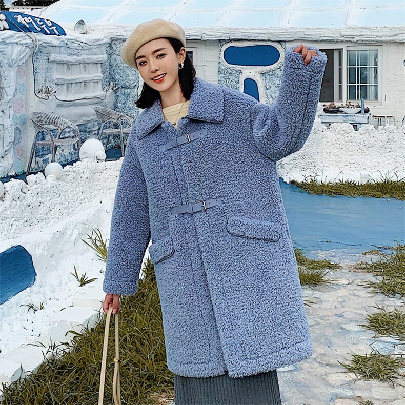 2021秋冬新款颗粒绒羊羔毛皮毛一体中长外套女,女装棉衣/棉服,潮品会