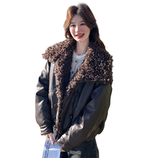 美拉德巨好看蛋白皮衣羽绒服女2025冬季新款双子星高端高级外套，女装羽绒服，艾米莉亚