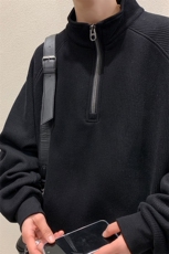 8XL-M特大码卫衣男纯色百搭条纹肌理立领拉链长袖T恤男WY08P55，男装T恤，电商D206-1