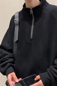 8XL-M 特大码卫衣男纯色百搭条纹肌理立领拉链长袖T恤男WY08P55图片