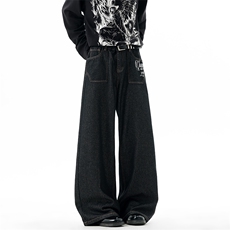 【现货】XZ1218BKN017特价P53美式复古字母印花宽松牛仔裤，男装牛仔裤，星座1218（原611-3）