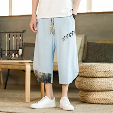 亚麻亚麻亚麻七分裤男夏季宽松男风休闲裤棉麻309B-3-K40-P33，男装牛仔裤，星座310B-1