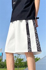 主推~港风夏季宽松休闲腰果花拼接男士运动五分短裤A125-6613-P30，男装牛仔裤，电商A125