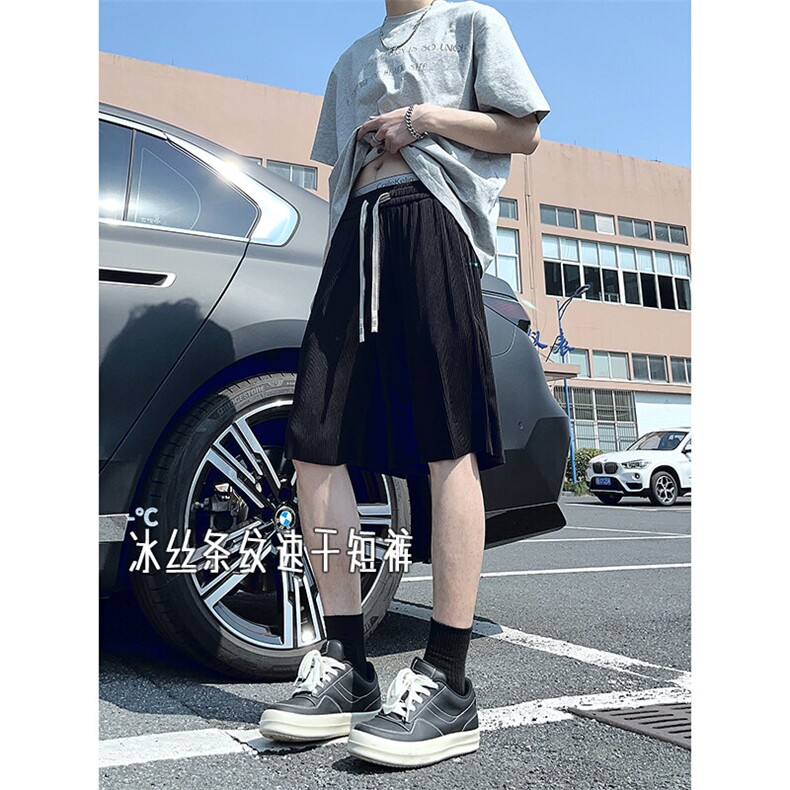 A178男女同款冰丝条速干短裤休闲夏季外穿宽松休闲裤DK159-P20,男装休闲裤,电商A178
