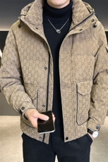 字母暗花贴标PU皮羽绒服外套男上衣控劵后288A329-YR9863-P205，男装羽绒服，电商A329