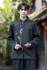 新中式男女风金竹刺绣西装痞帅订婚礼服中式宽松立领唐装JK206图片
