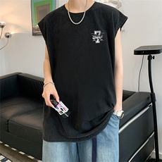 数据超好抖音品240克重磅欧美式潮牌水洗背心无袖t恤BX355-P35，男装T恤，电商A486