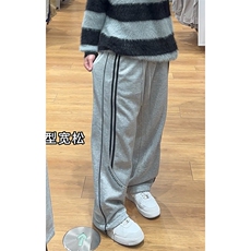 特批P33无差价2025设计感条纹撞色拼接运动卫裤男时尚拖地裤K1699，男装休闲裤，电商A001