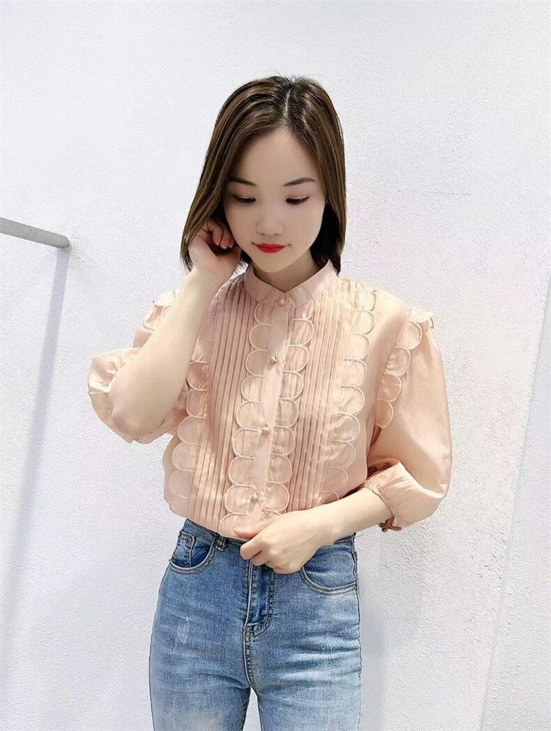 【现货】夏季短袖花边小衫，其它，藻姿 ZAOZI