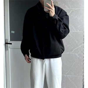 新款休闲春秋季立领毛呢外套男韩版潮流夹克ins痞帅 MW11图片