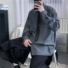 910A-C10秋装新款纯色简约小清新衬衫情侣休闲上衣男，男装衬衫，星座910A
