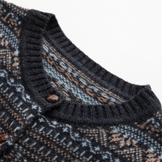 2025年秋季新款圆领嵌花加厚针织开衫时尚休闲通勤百搭，女装羊绒衫，绒创羊绒