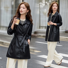 2025秋季女装新款时尚大方中长款皮衣外套，女装皮衣，魅衣本色